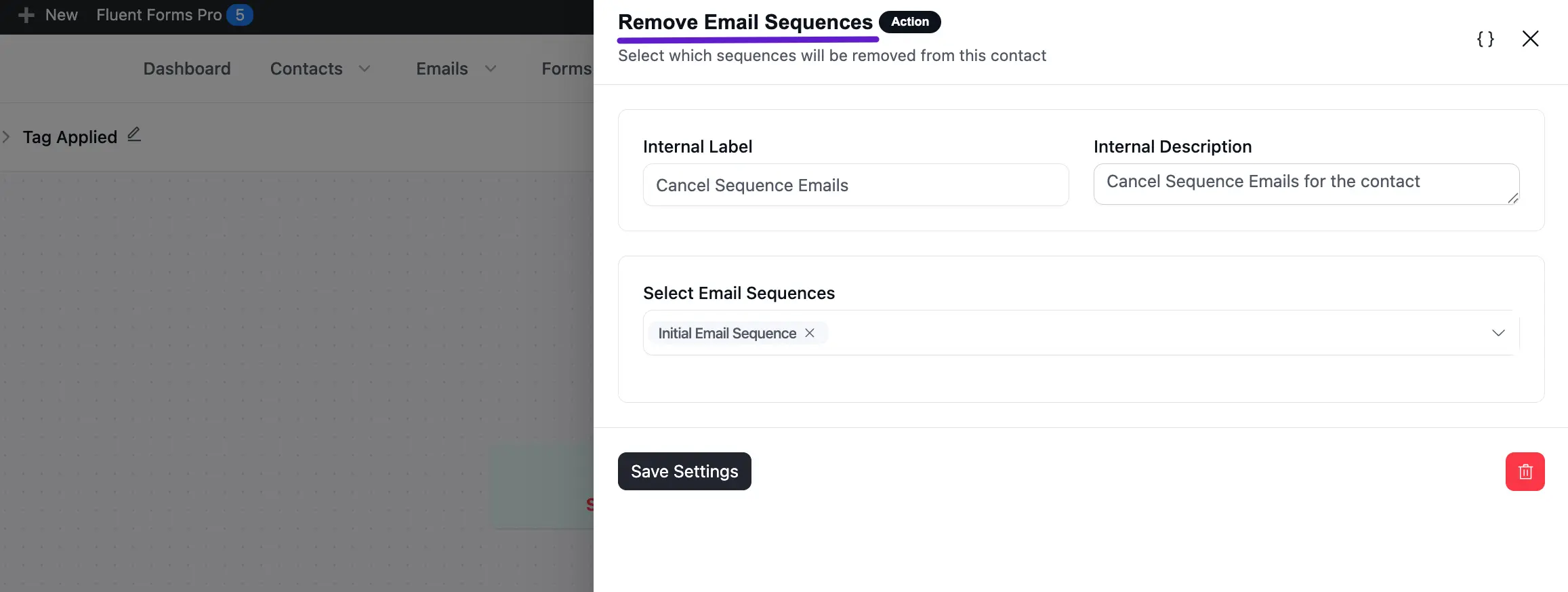 Cancel sequence emails