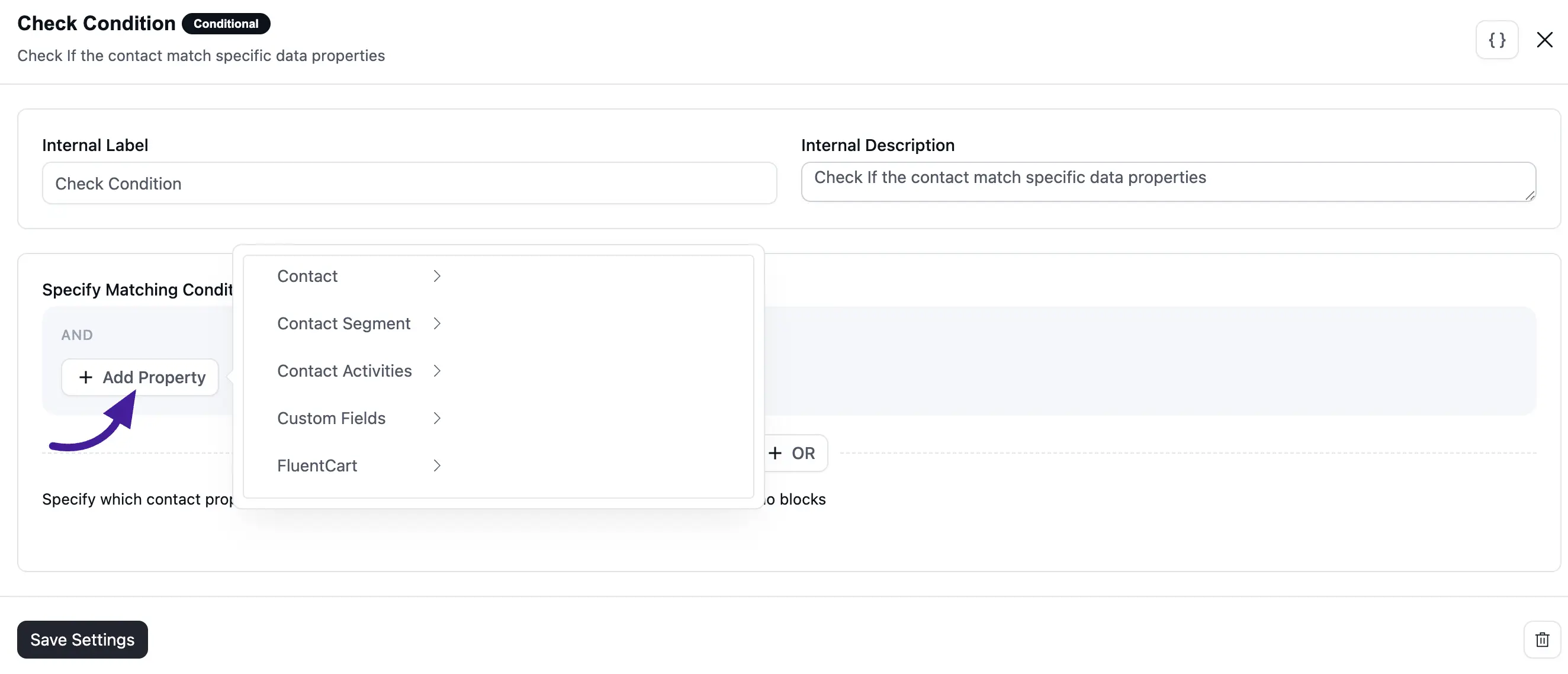 Check condition options