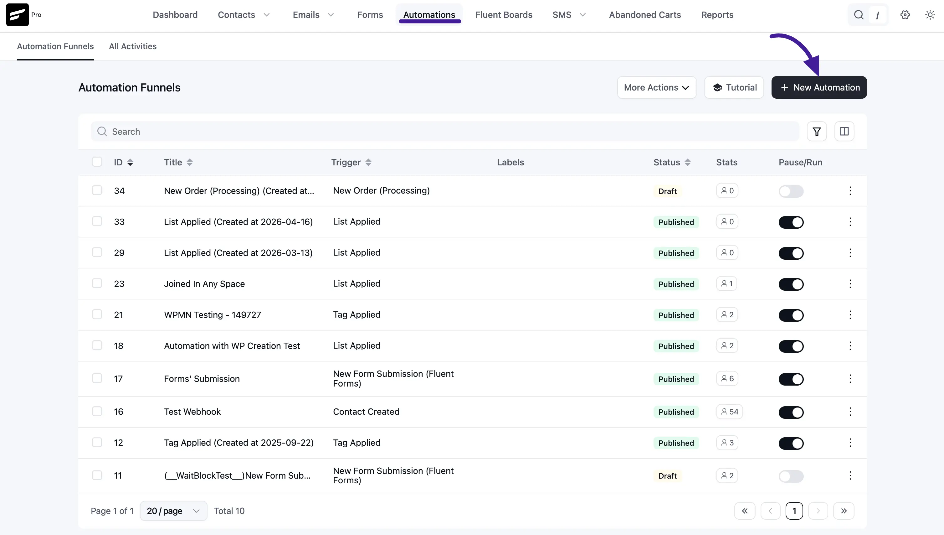 Open a desired automation or create new one