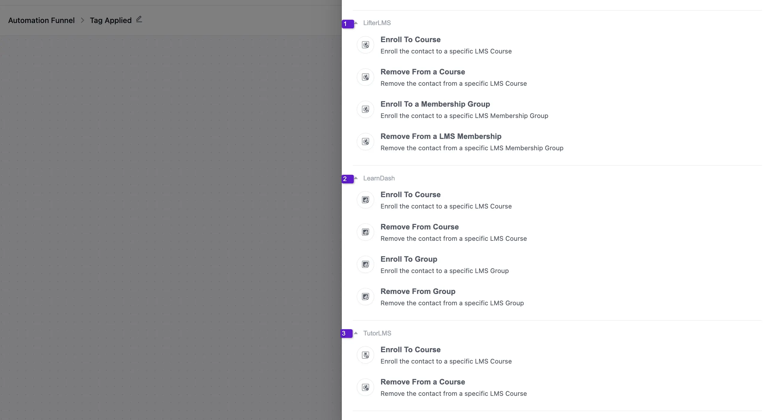 All LMS actions