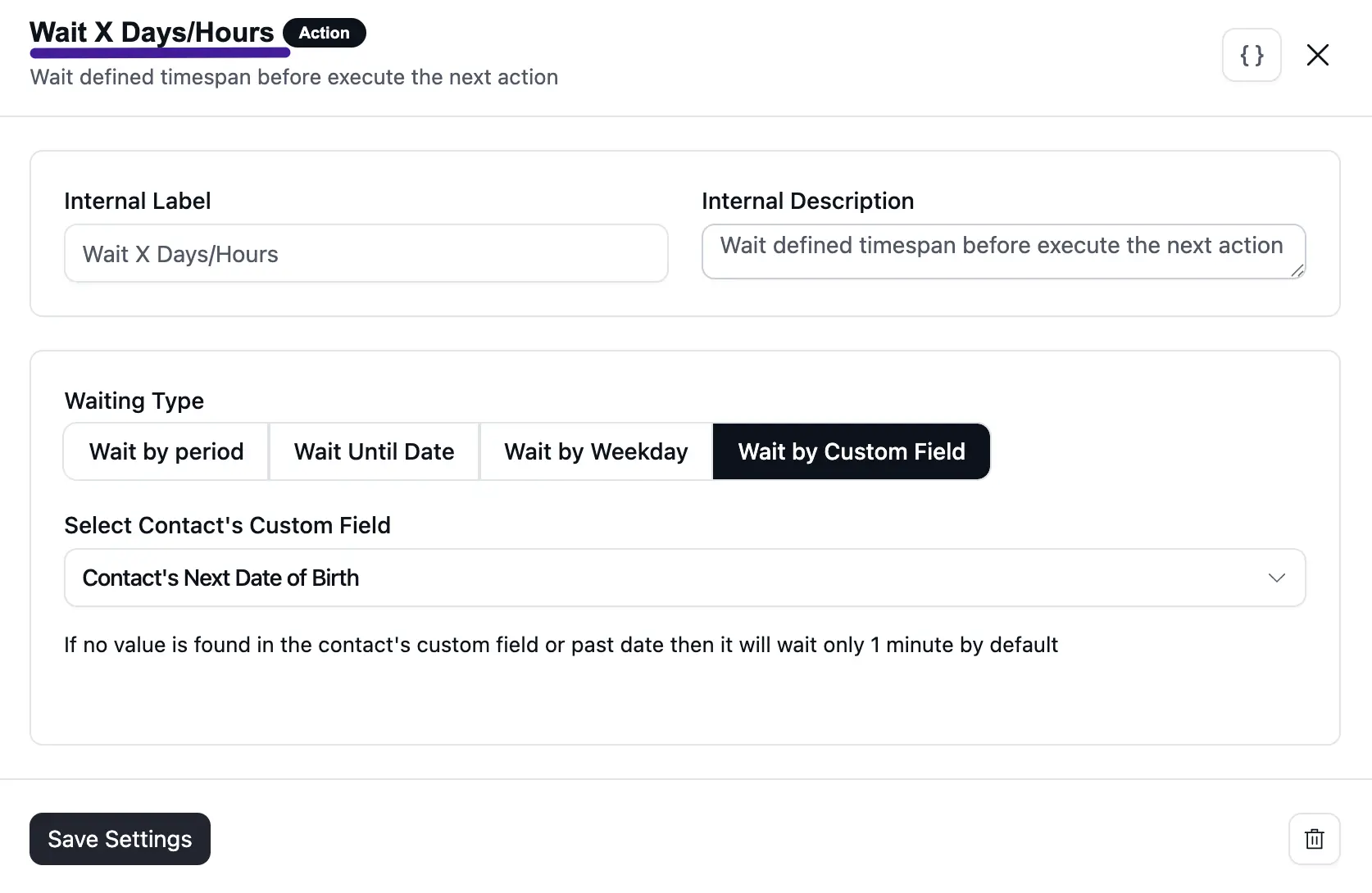 Wait by custom field