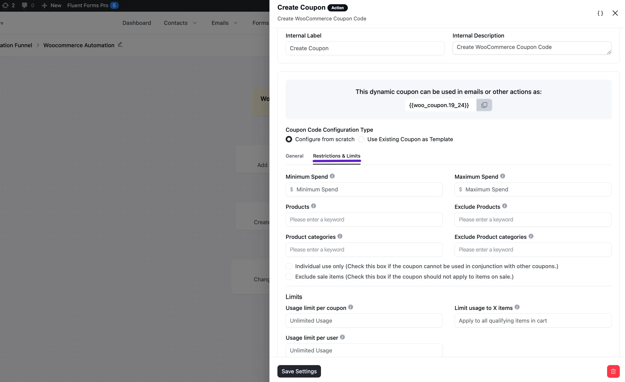 all the restrictions & limits options