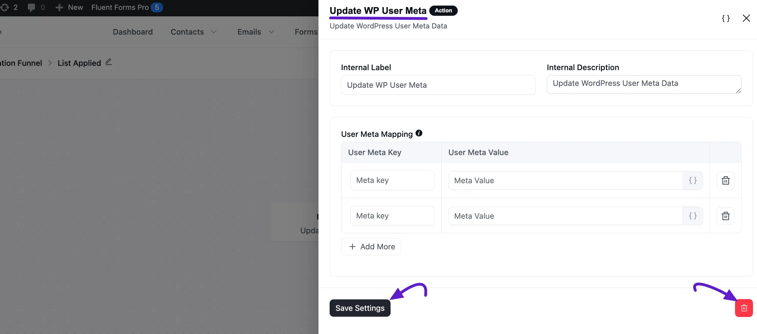 Update WP user meta