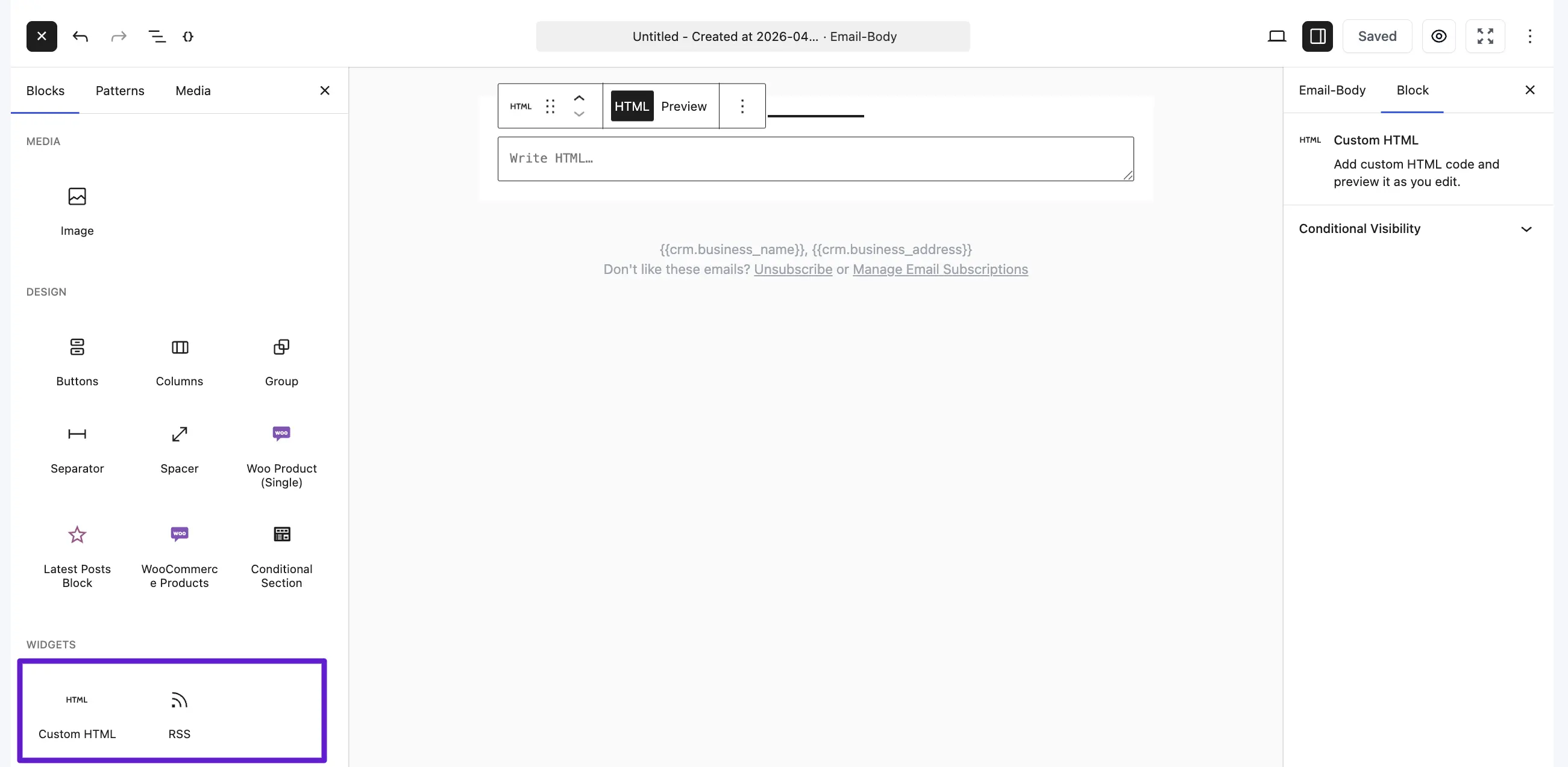 Widget Content Blocks