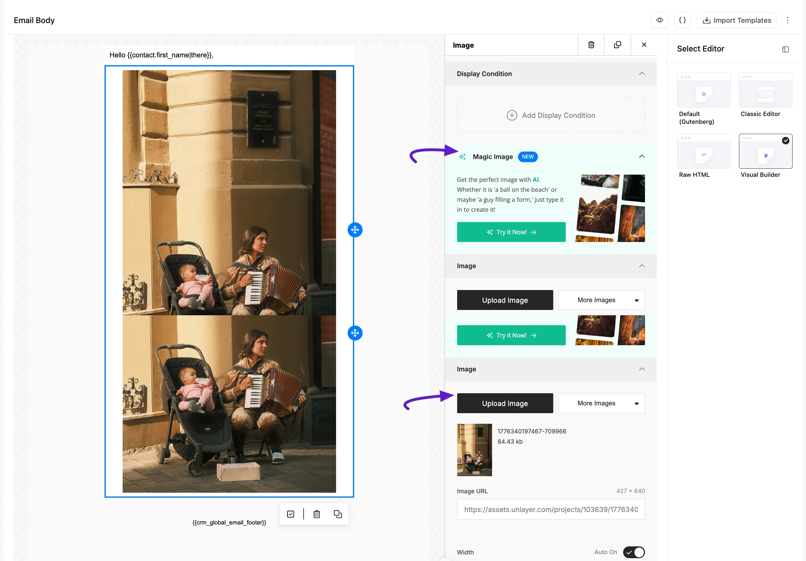 fluent crm visual builder image option