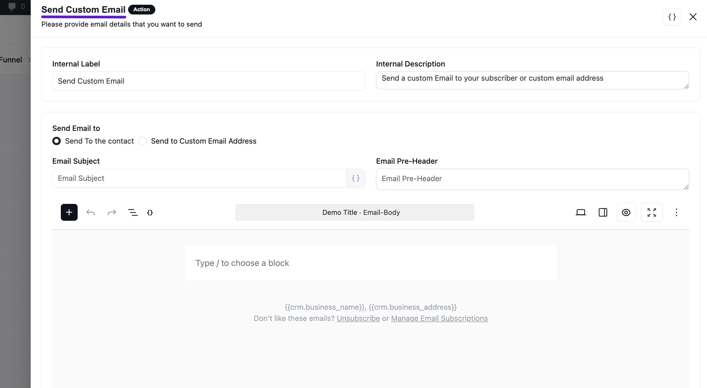 crm email compose automation