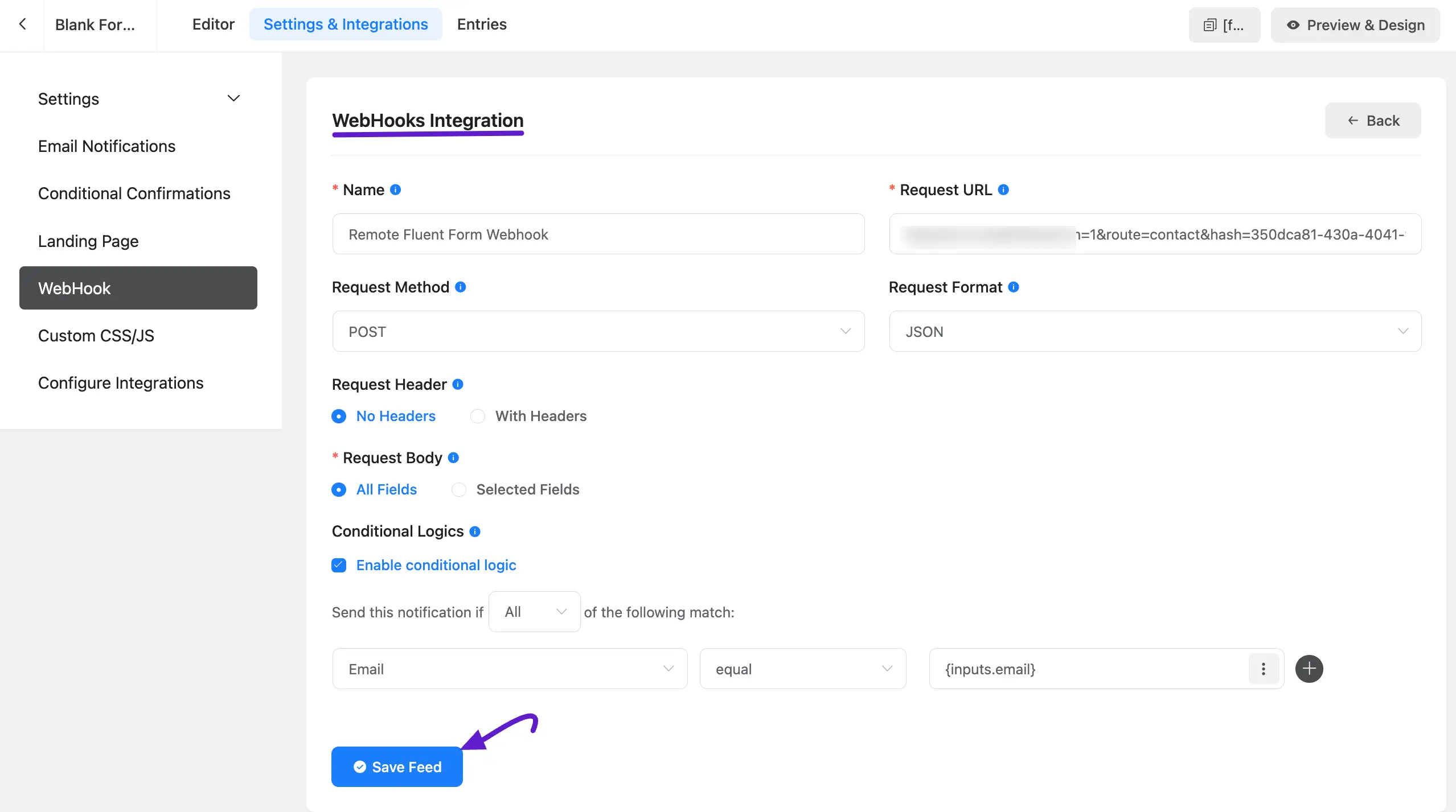 Configure the Feed