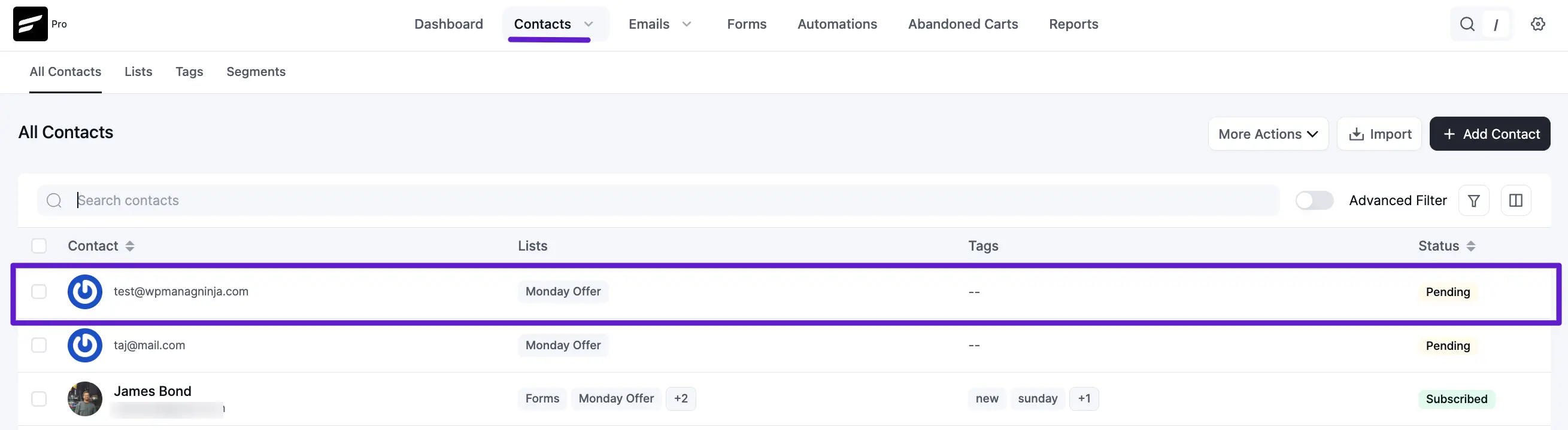 Confirm in FluentCRM