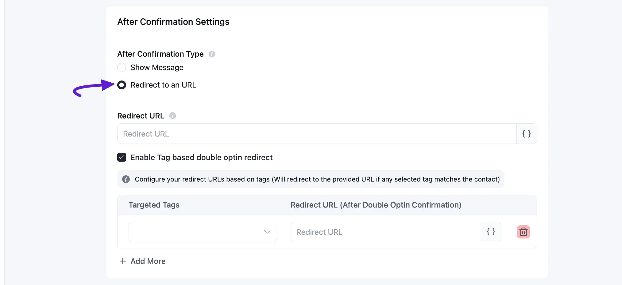 crm double opt in after confirmation redirect