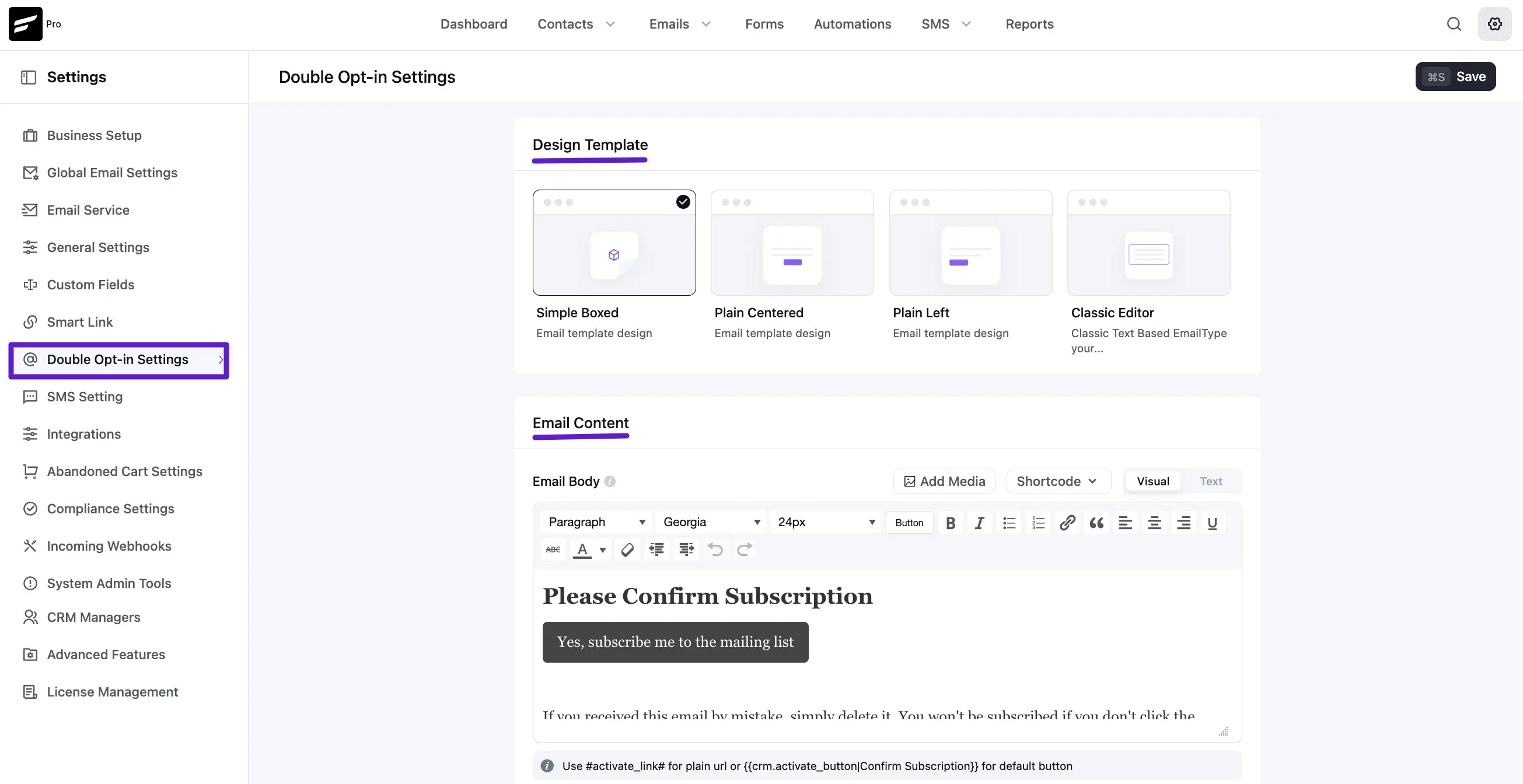 crm double opt in email body design template