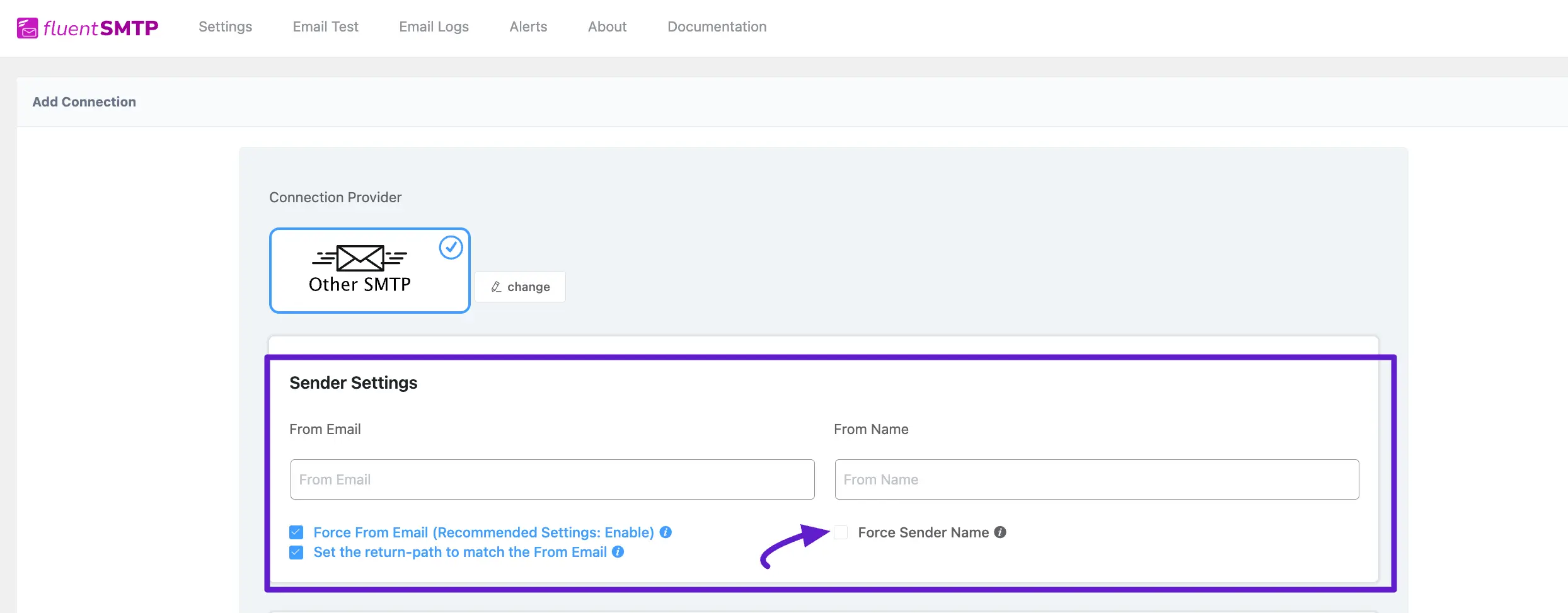 crm smtp email default settings