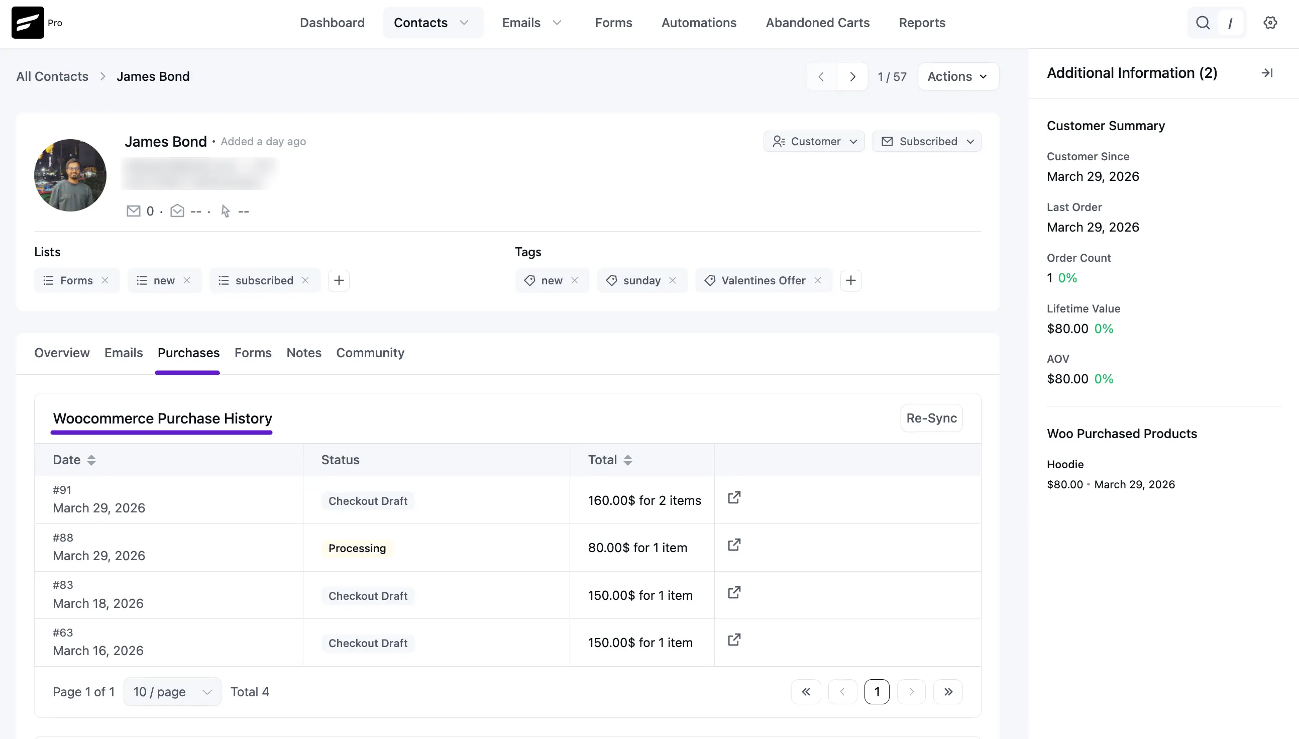 Purchase History Woocommerce 