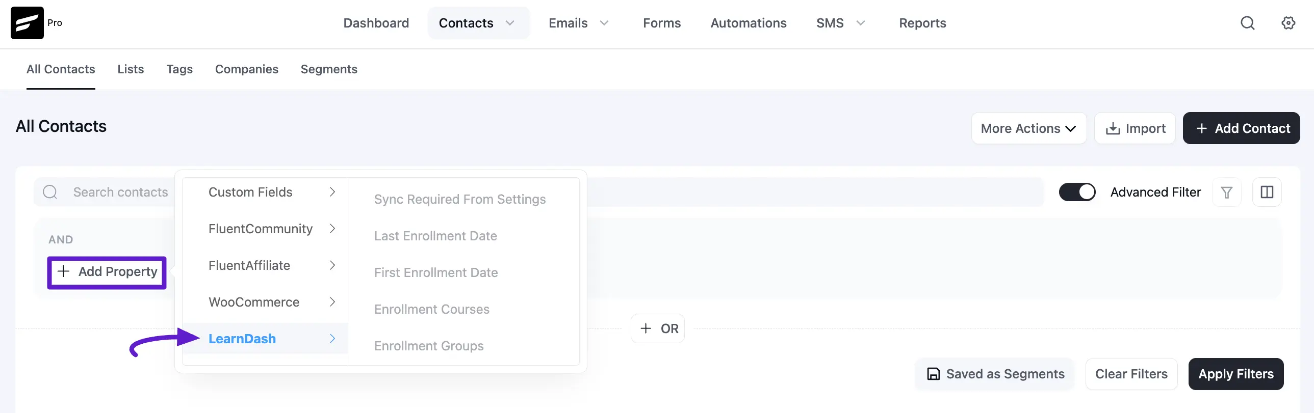 contacts fluentcrm 8