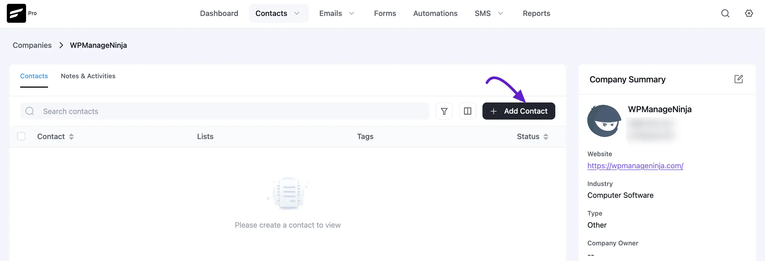 + contacts button