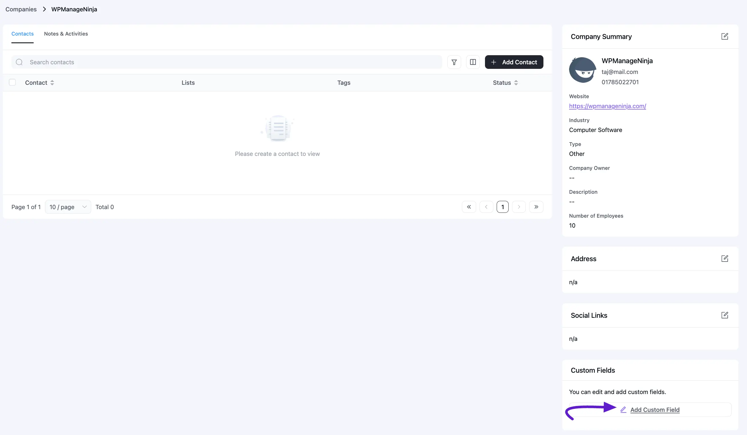 custom field button