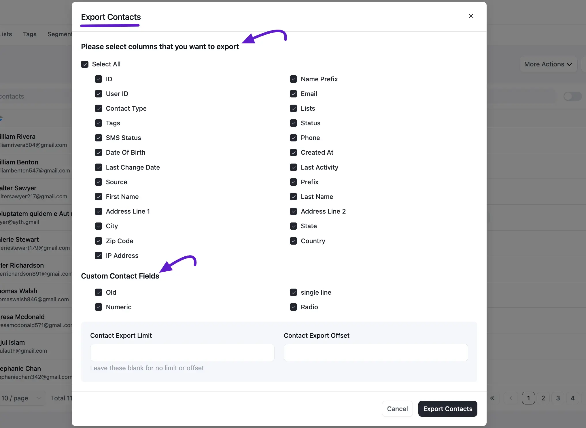 contacts fluentcrm 16