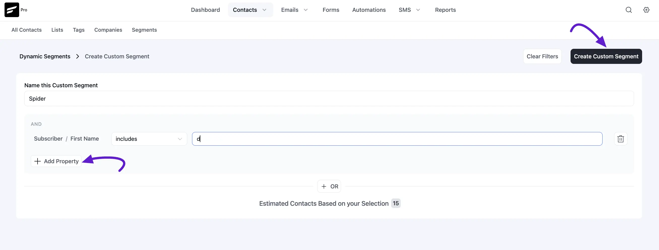 new dynamic segment fluentcrm