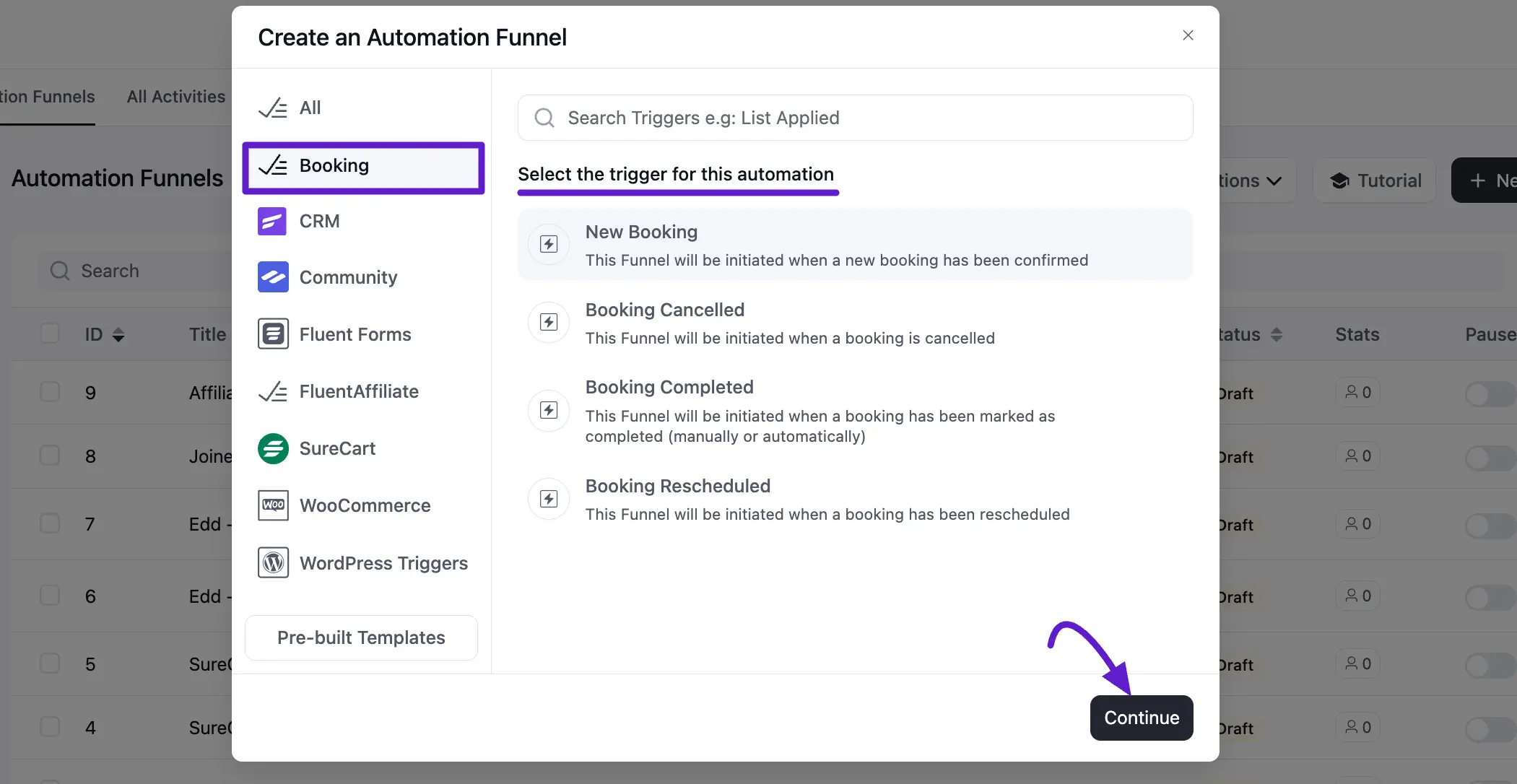 booking funnel