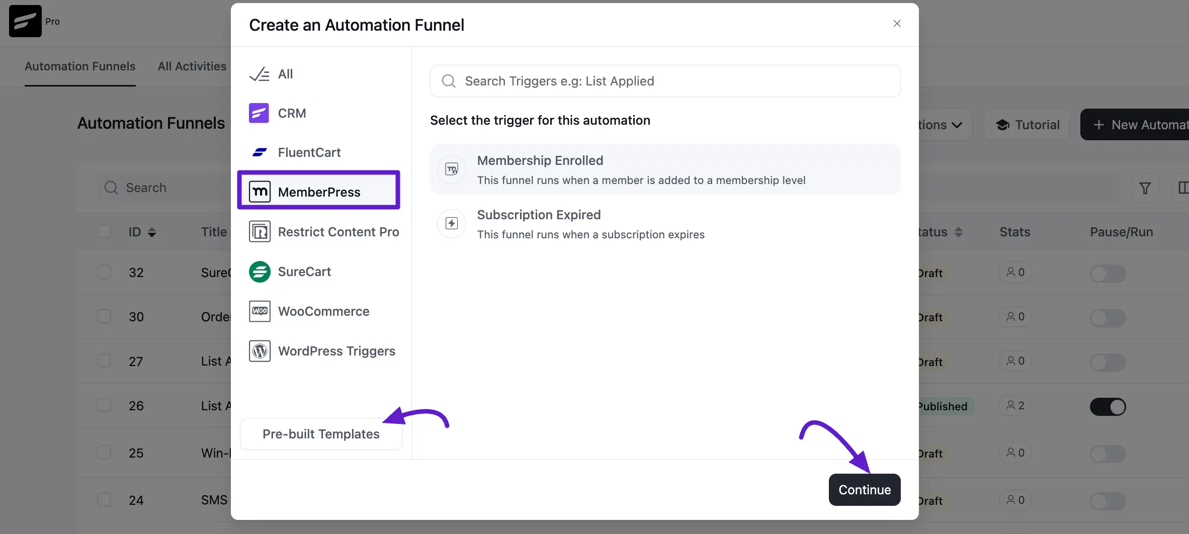 memberpress integration fluentcrm 3