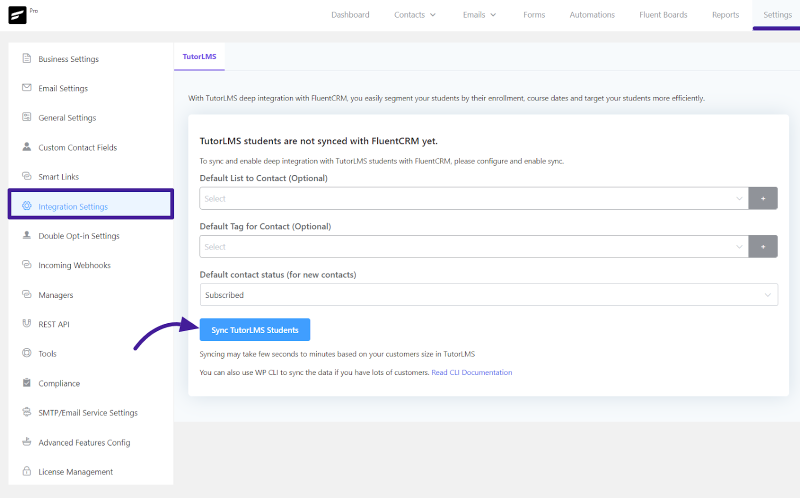 Integration Settings