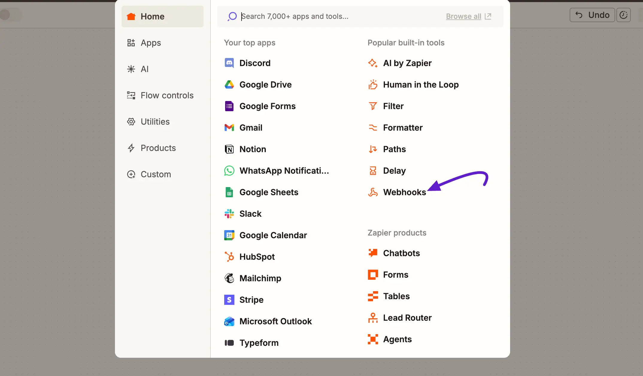 webhook action in zapier