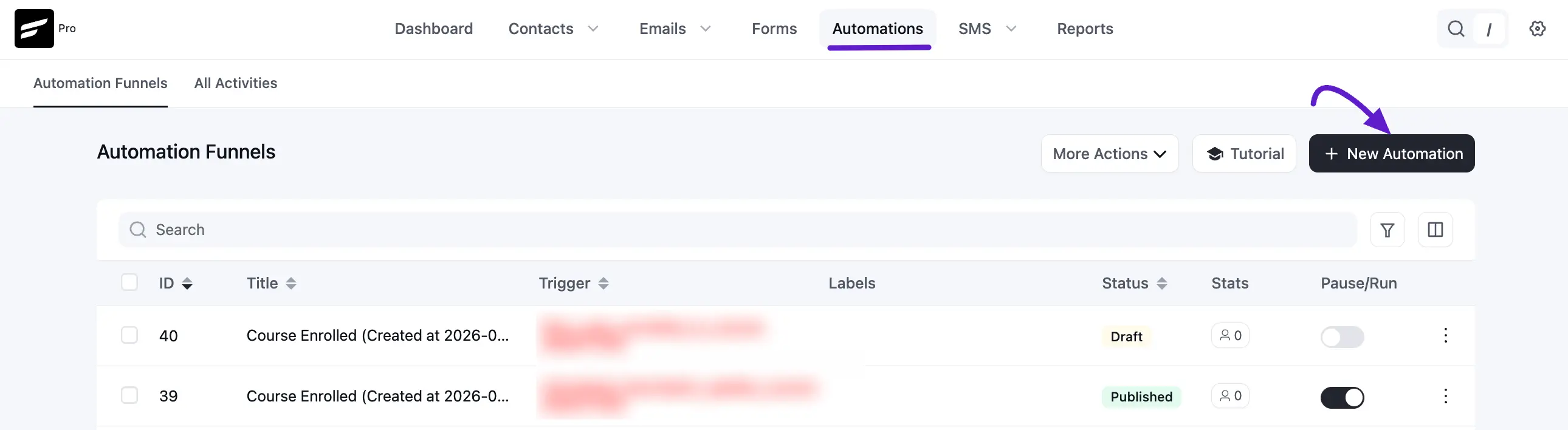 creating an automation in fluentcrm