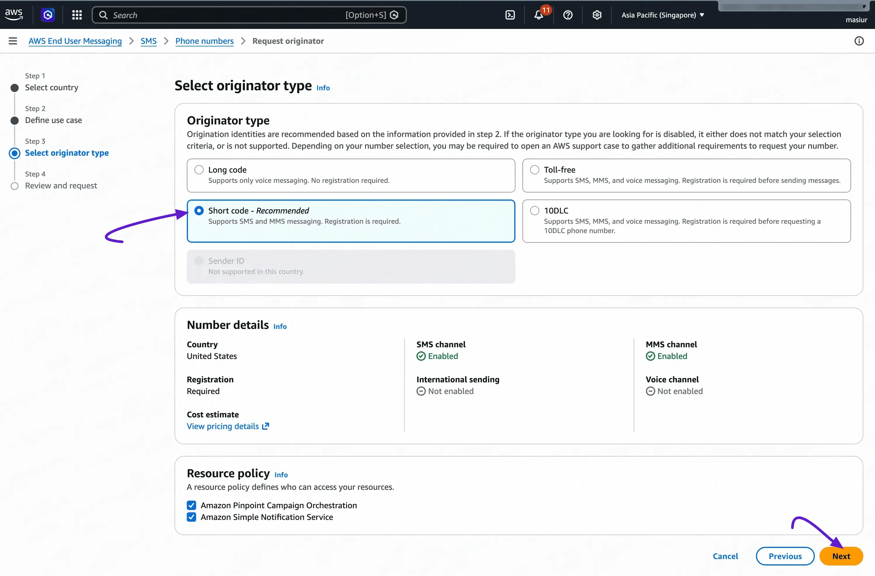 Request originator – Step 3: Select originator type