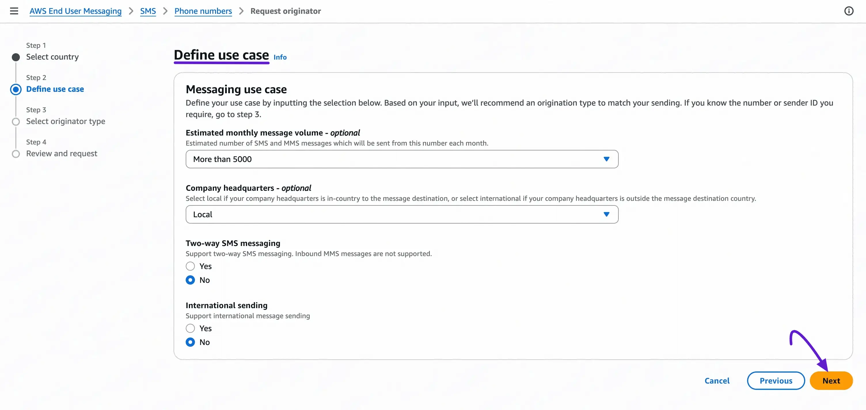 Request originator – Step 2: Define use case